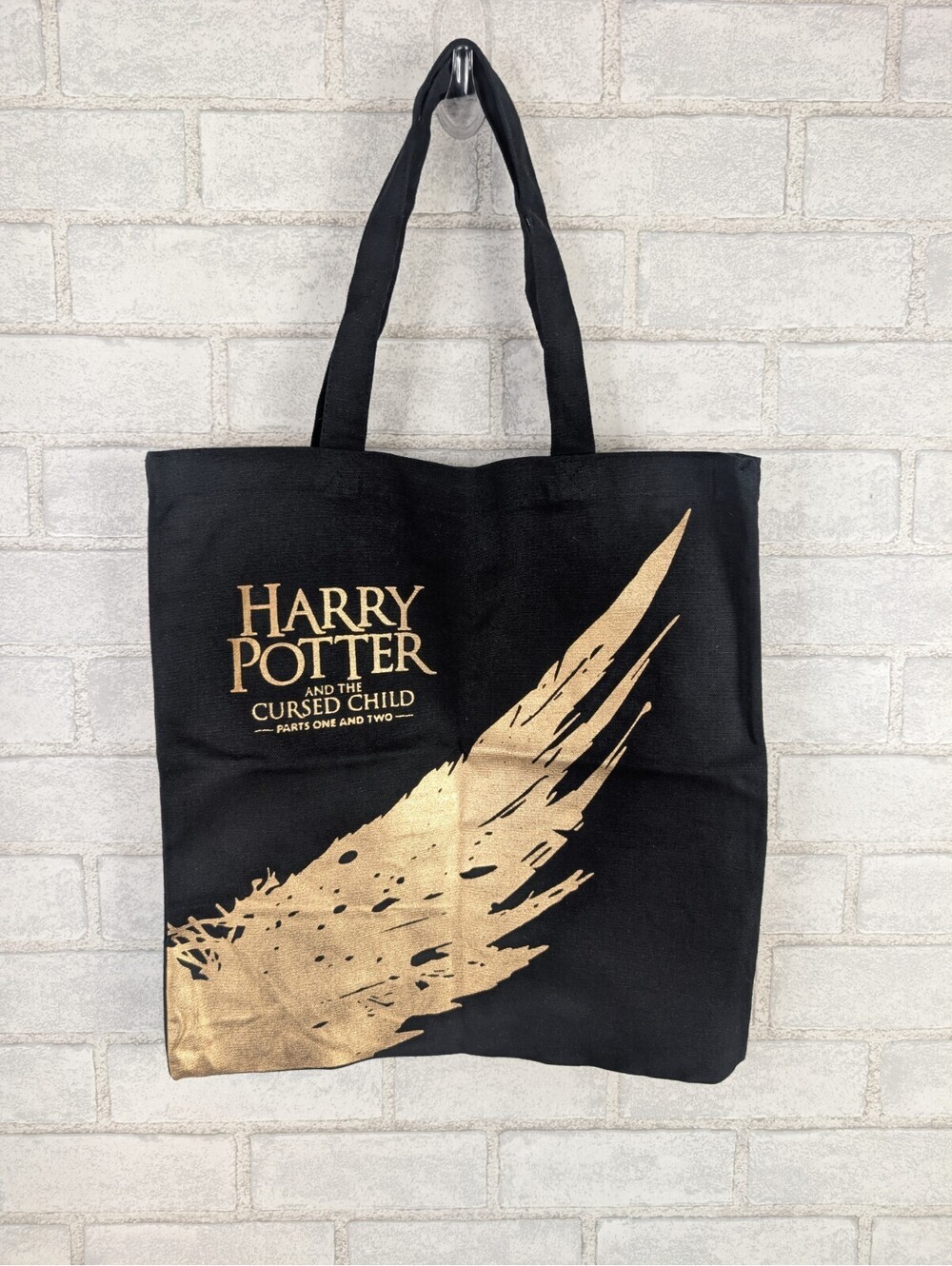 Harry Potter And The Cursed Child Tote Bag Black And Gold Metallic Parts 1 & 2